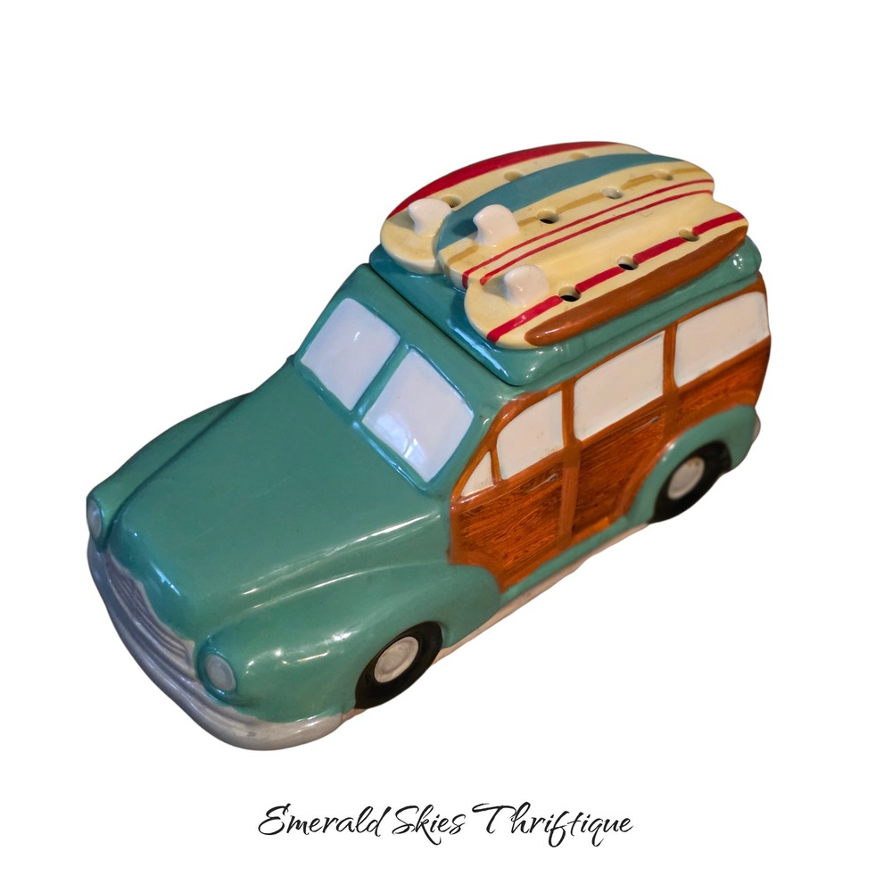 Scentsy Wax Warmer Coastal Cruiser Wagon SURFERS UP Working Headlights with box - Picture 3 of 7